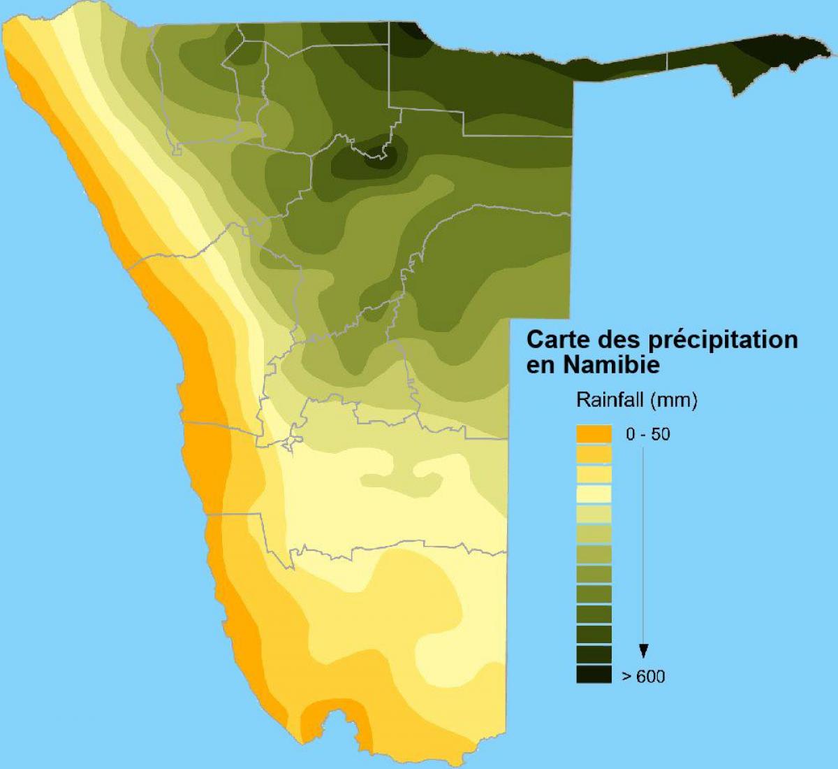 خريطة ناميبيا الأمطار