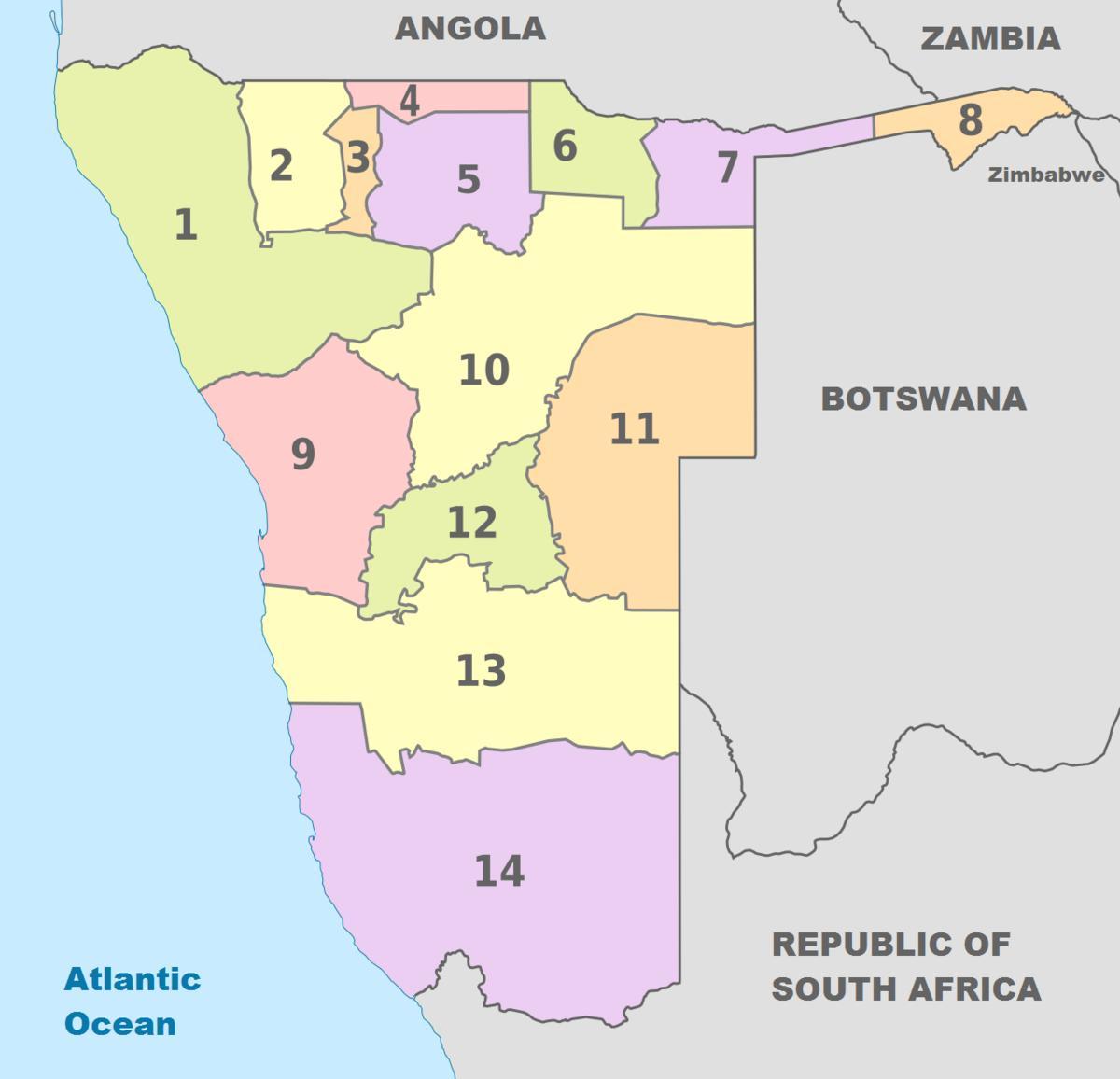 الخريطة السياسية ناميبيا