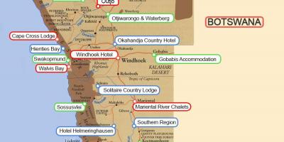 مواقع التخييم ناميبيا خريطة